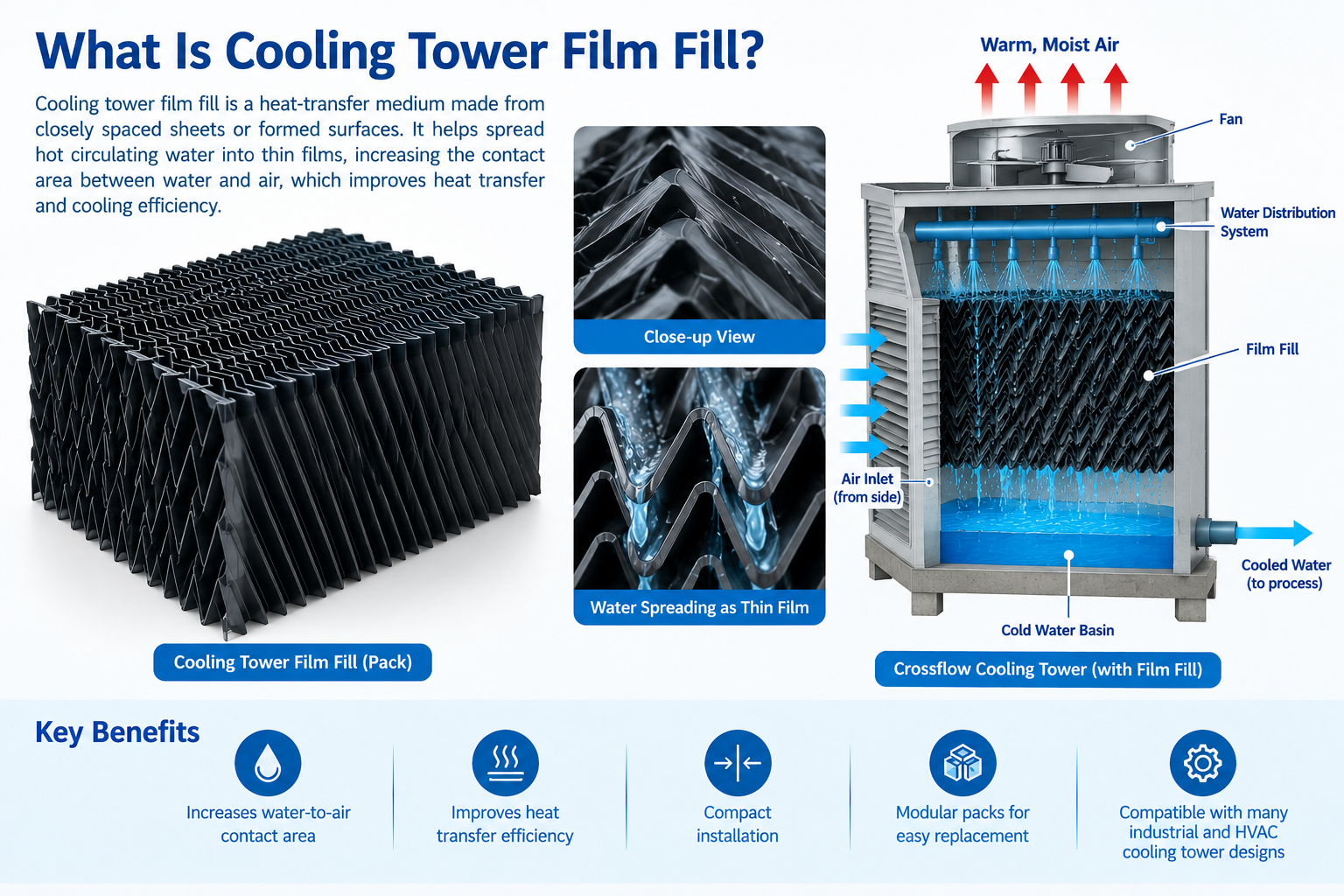 What Is Cooling Tower Film Fill Co je chladicí věž Fóliová výplň