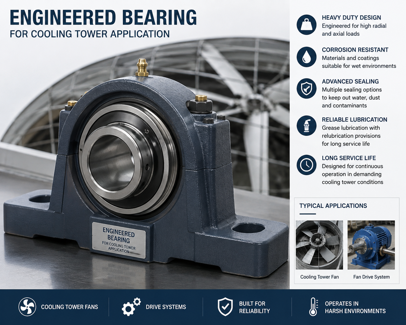 engineered bearing for cooling Tower application